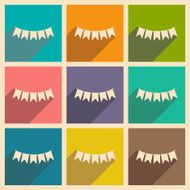 Flat with shadow concept and mobile application garland festive N2