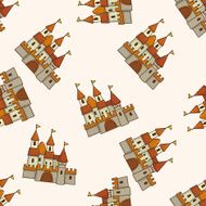 castle cartoon seamless pattern background N19