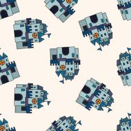 castle cartoon seamless pattern background N21