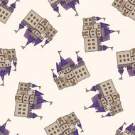 castle cartoon seamless pattern background N23