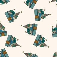 castle cartoon seamless pattern background N24
