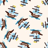 pirate ship cartoon seamless pattern background N2