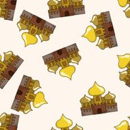 castle cartoon seamless pattern background N27