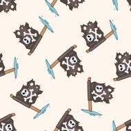 pirate flags cartoon seamless pattern background N4