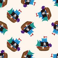 pirate ship cartoon seamless pattern background N4