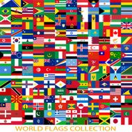 Flags of the world and map on white background Vector