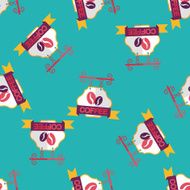 Coffee shop signs flat icon eps10 seamless pattern background N2