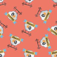 Coffee shop signs flat icon eps10 seamless pattern background N3