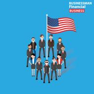 American businessman on blue background clean vector