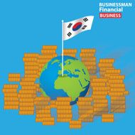 Korea finance design on blue background clean vector