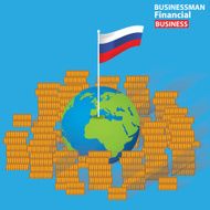 Russia finance design on blue background clean vector