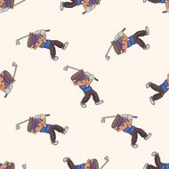 person character golfers cartoon seamless pattern background N2