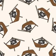pirate ship cartoon seamless pattern background N5