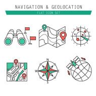 Different navigation icons set with rounded corners Design elements