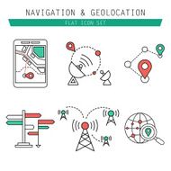 Different navigation icons set with rounded corners Design elements N3