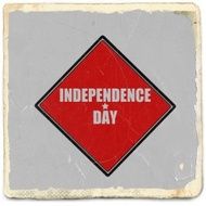 Independence day white stamp text on red background