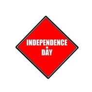 Independence day white stamp text on red background N2