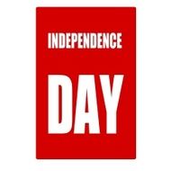 Independence day white stamp text on red background N4