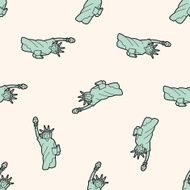 liberty statue cartoon seamless pattern background