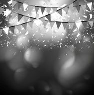 Party flags celebrate abstract background with confetti