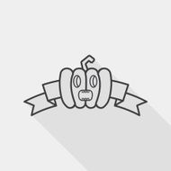 Halloween party flag flat icon with long shadow line