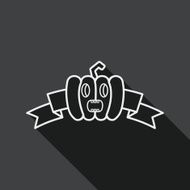 Halloween party flag flat icon with long shadow line N2