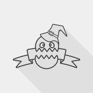 Halloween flag flat icon with long shadow line