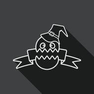 Halloween flag flat icon with long shadow line N2