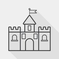 Building castle flat icon with long shadow line
