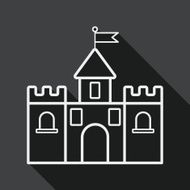 Building castle flat icon with long shadow line N2