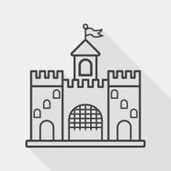 Building castle flat icon with long shadow line N3