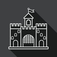 Building castle flat icon with long shadow line N4