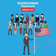 American team businessman on blue background clean vector