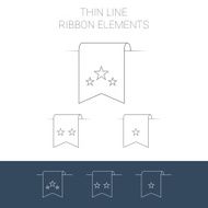 Set of line art ribbon bookmark elements Stars for rating