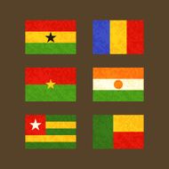 Flags of Ghana Chad Burkina Faso Niger Togo and Benin