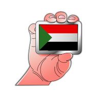 hand holding Sudan flag