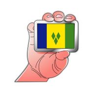 hand holding Saint Vincent &amp; the Grenadines flag