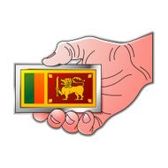 hand holding Sri Lanka flag-c