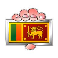 hand holding Sri Lanka flag-b