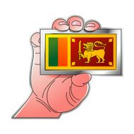 hand holding Sri Lanka flag-a