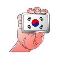 hand holding South Korea flag