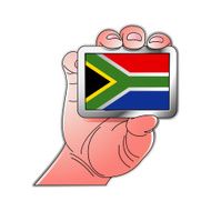 hand holding South Africa flag