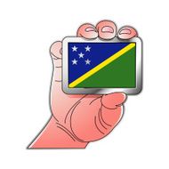 hand holding Solomon Island flag
