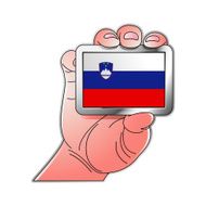 hand holding Slovenia flag