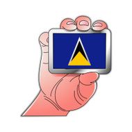 hand holding Saint Lucia flag