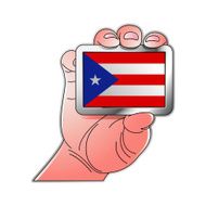 hand holding Puerto Rico flag