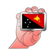 hand holding Papua flag
