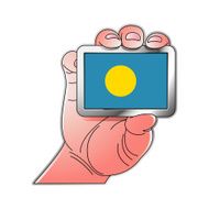 hand holding Palau flag