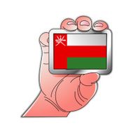 hand holding Oman flag