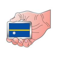 hand holding Nauru flag